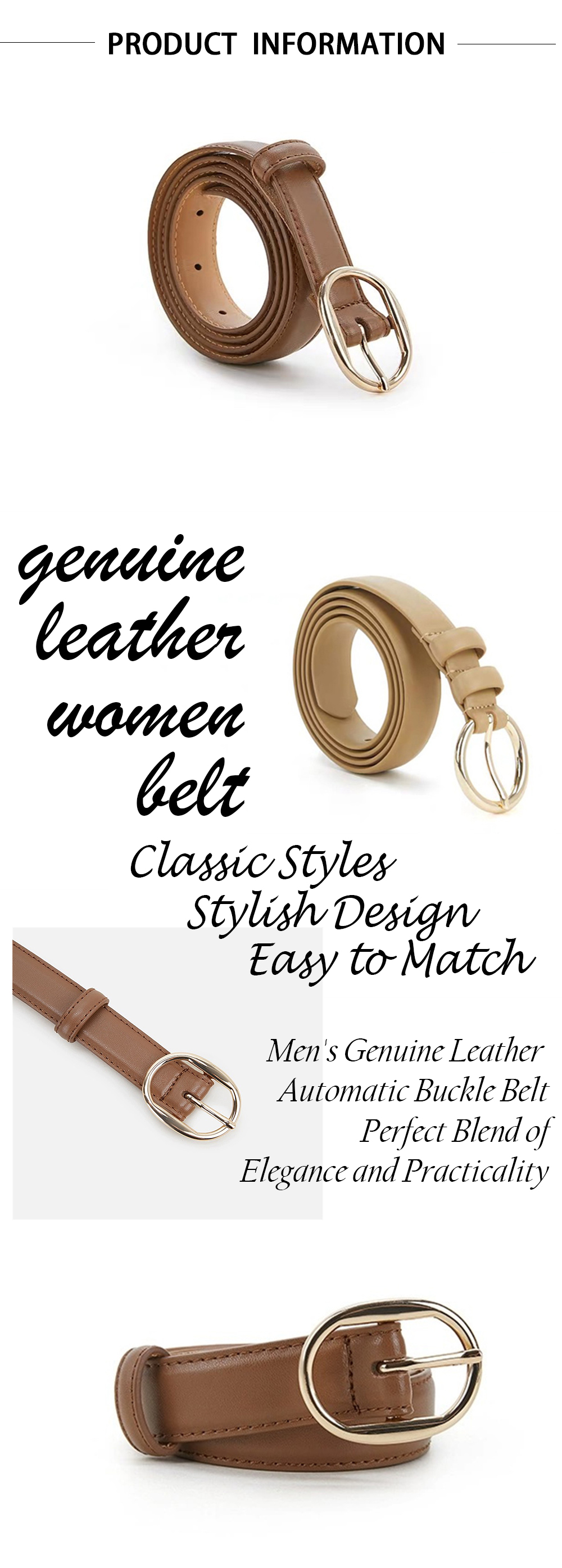Chic Brown Leather Skinny Belt For Women Chic Brown Leather Skinny Belt For Women