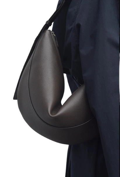 Premium Curved Leather Handbag for Women - Minimalist Design