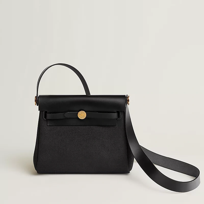 Classic Black Gold-Buckle Satchel