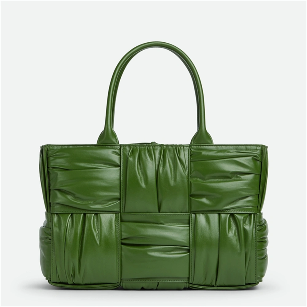 Emerald Green Fashion Design Pleated Leather Tote
