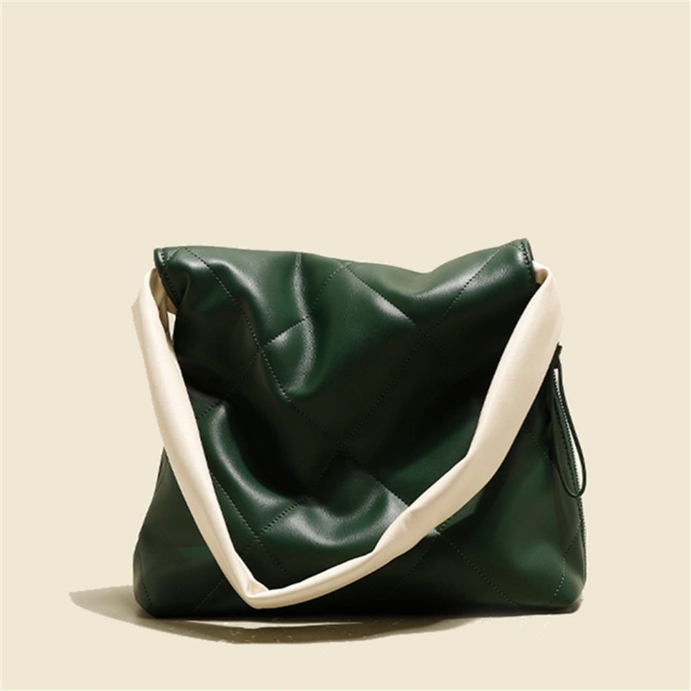 Deep Green Diamond Grid Courier Bag for Women