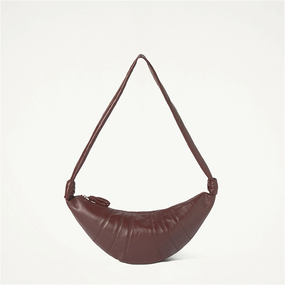 Soft Leather Chocolate Brown Croissant Horn-shaped