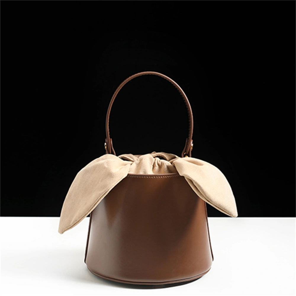 Knotted Bunny Ears Fashionable Bucket Bag with Cow