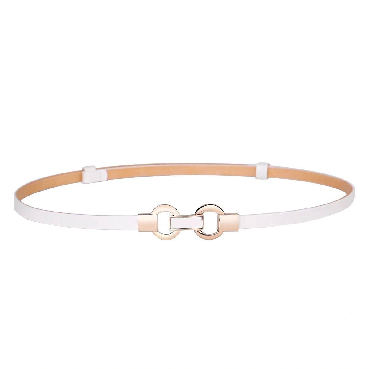 Thin white fashion belt for women