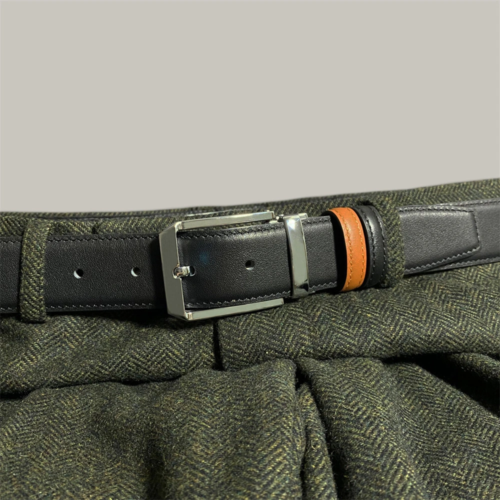Business Casual Double sided Black&Orange Leather